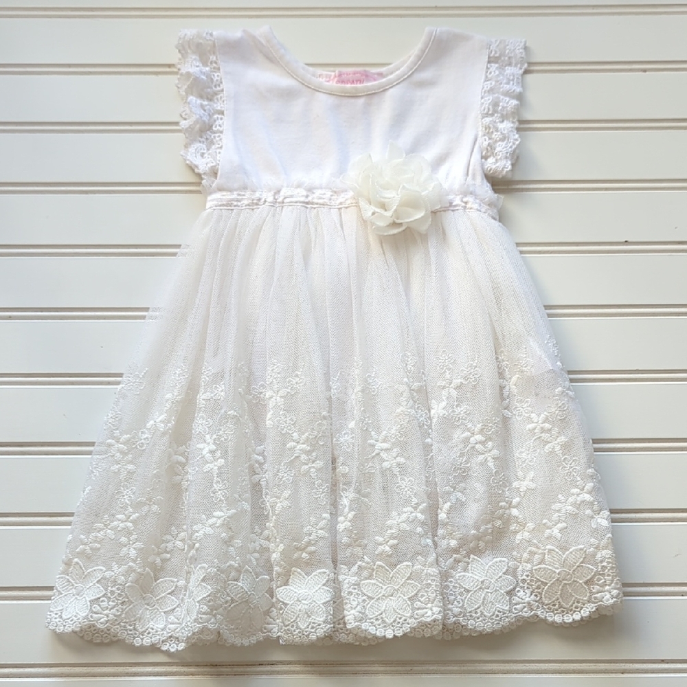 Popatu White Lace Floral Kids Dress